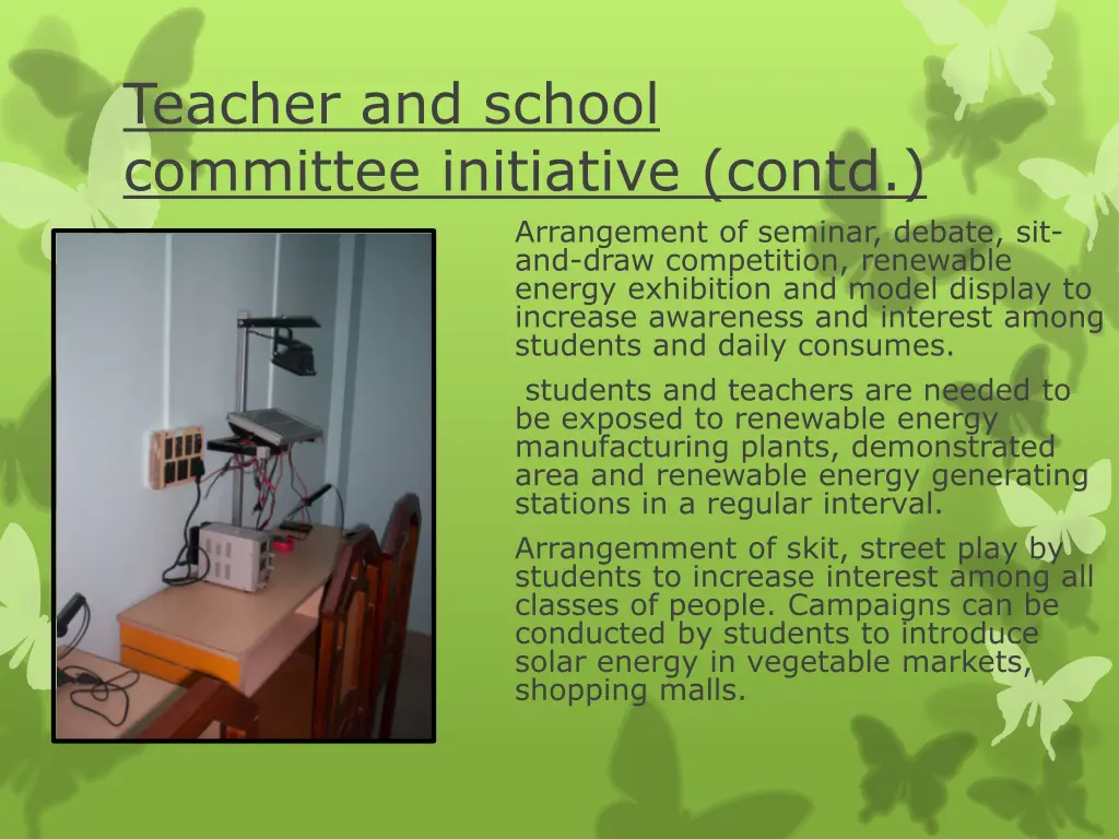 teacher and school committee initiative contd