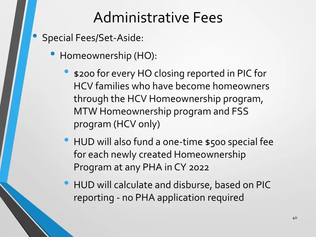 administrative fees special fees set aside