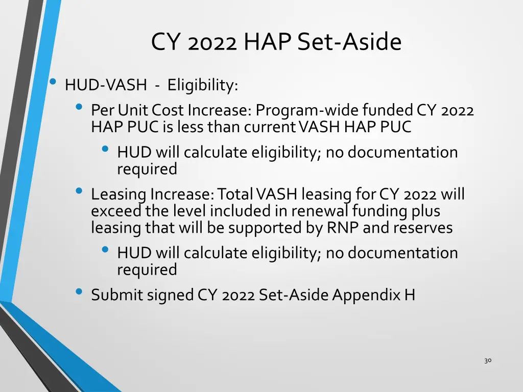 cy 2022 hap set aside hud vash eligibility