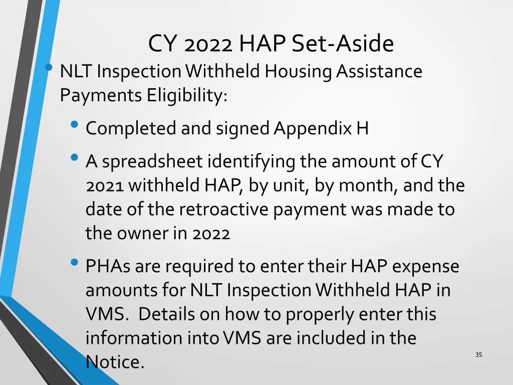 cy 2022 hap set aside nlt inspection withheld