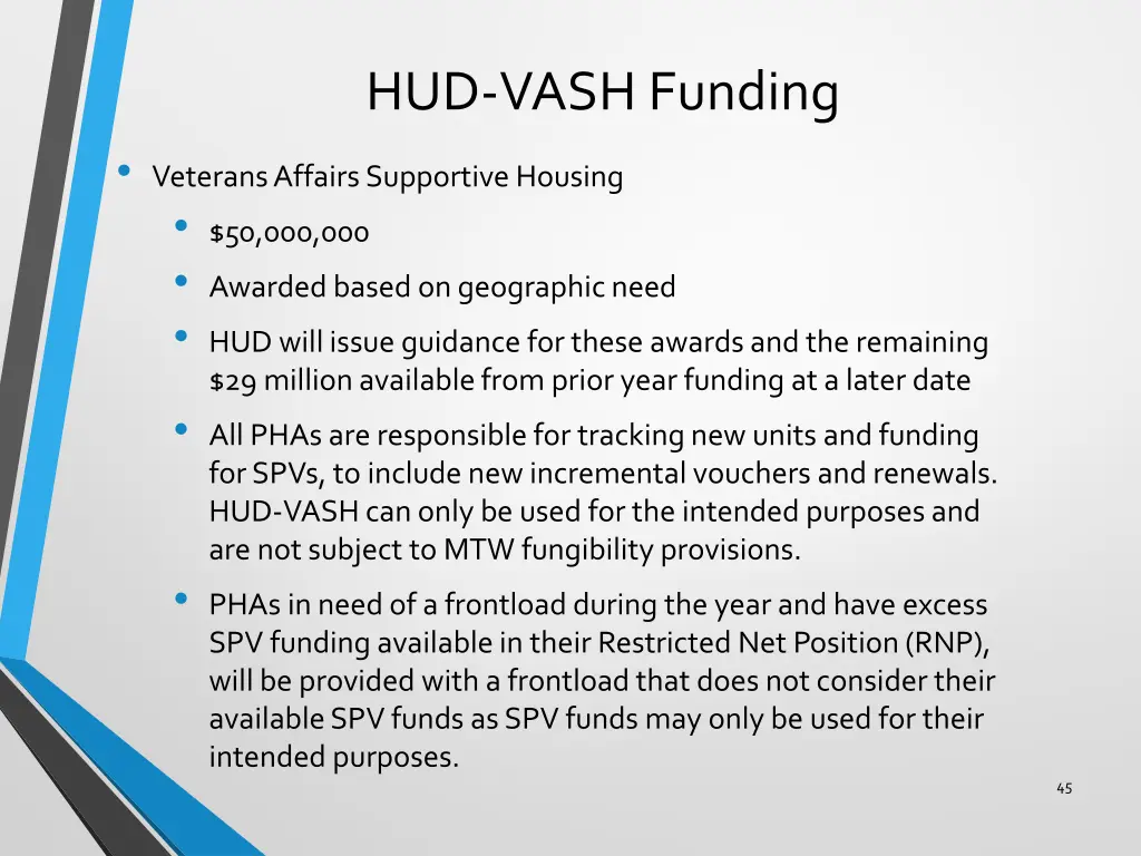 hud vash funding