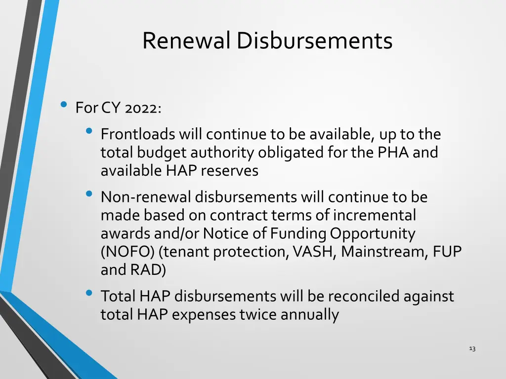 renewal disbursements