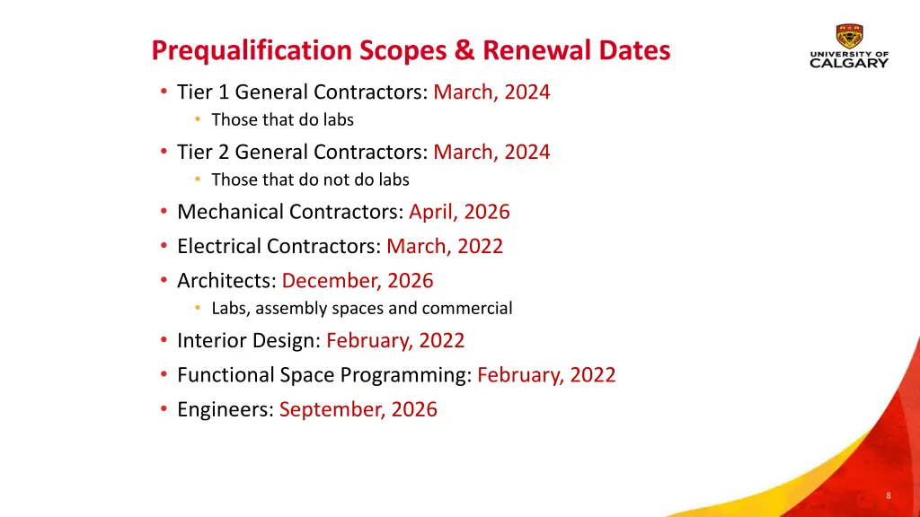 prequalification scopes renewal dates tier