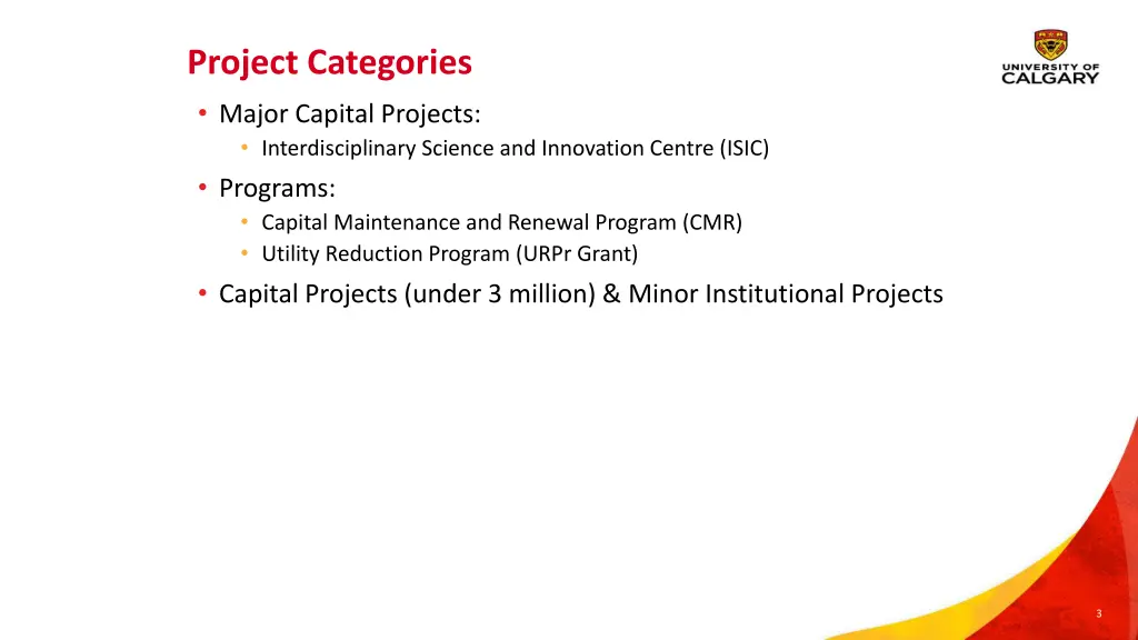 project categories major capital projects