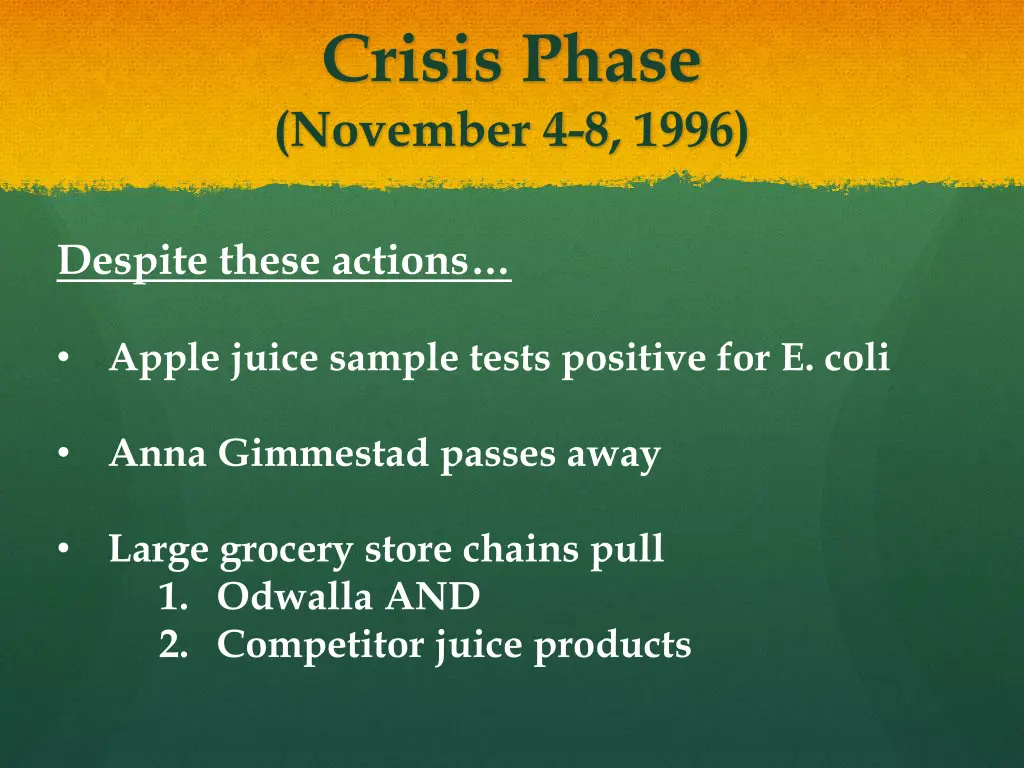 crisis phase november 4 8 1996