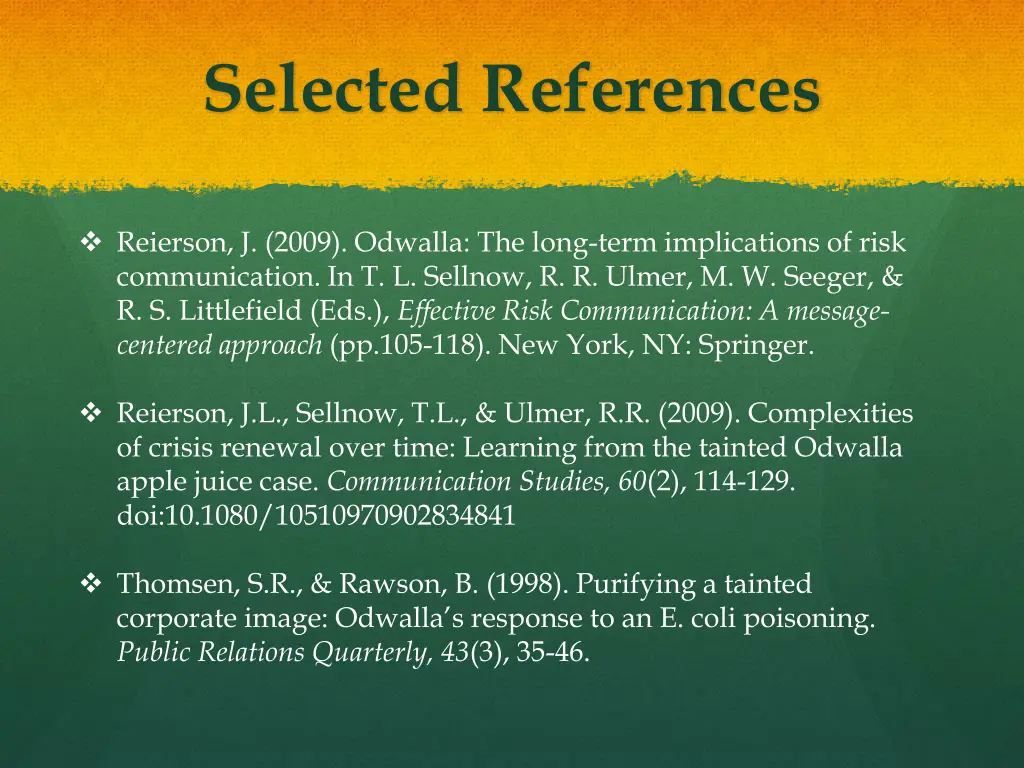 selected references