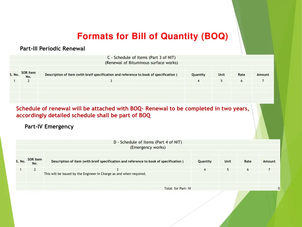 formats for bill of quantity boq 1