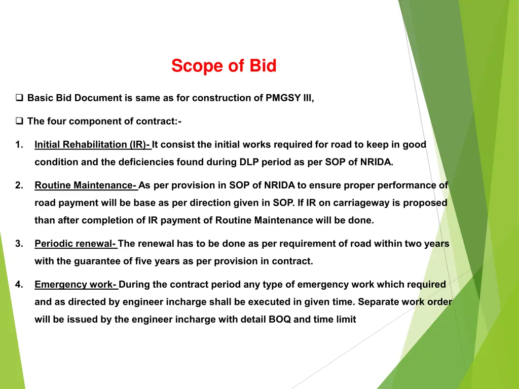 scope of bid