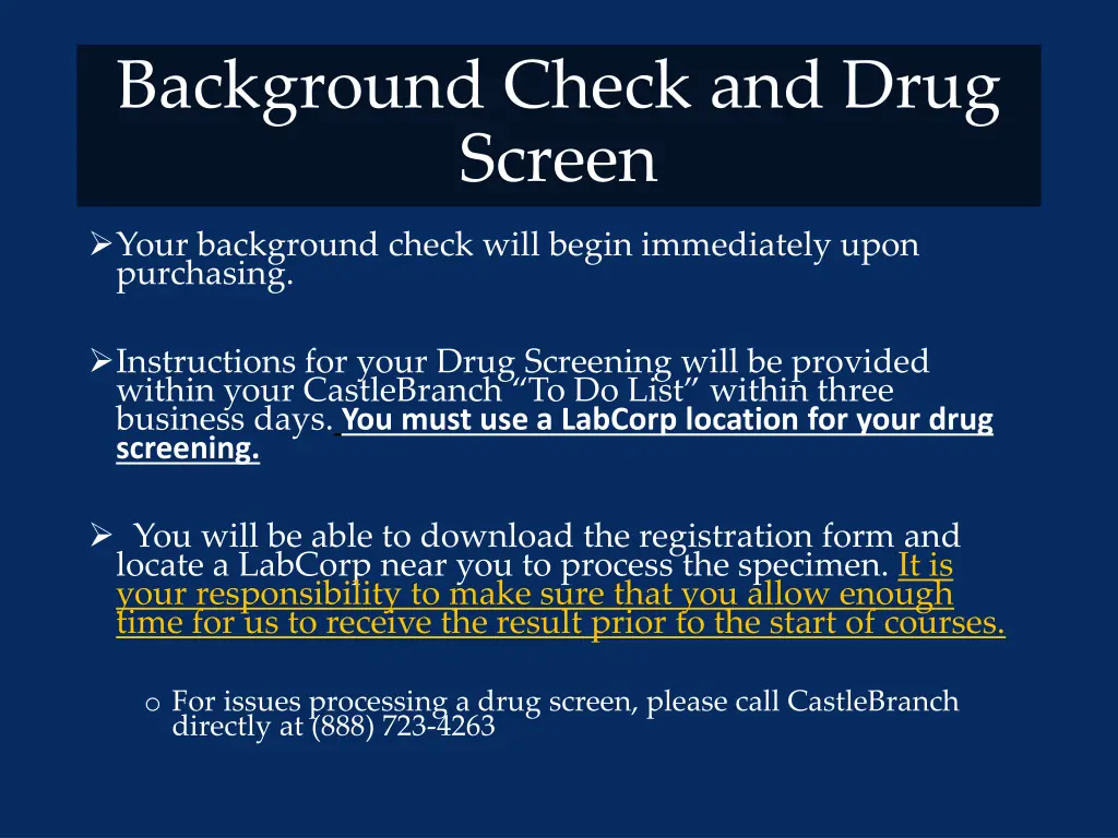 background check and drug screen