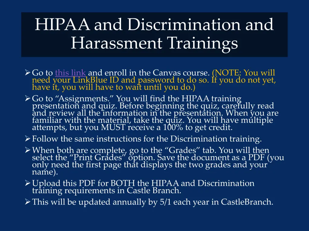 hipaa and discrimination and harassment trainings