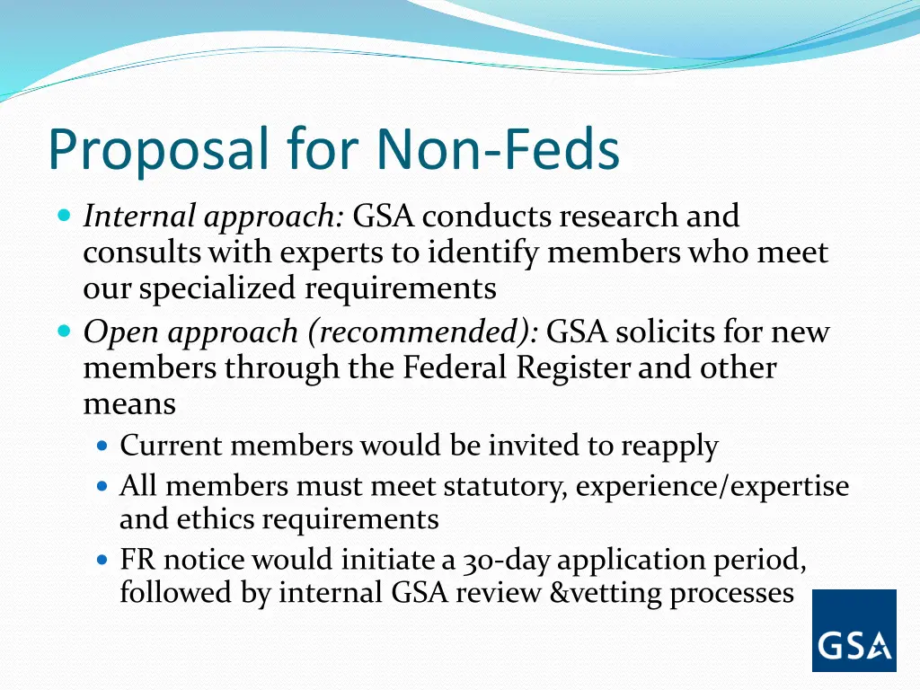 proposal for non feds internal approach