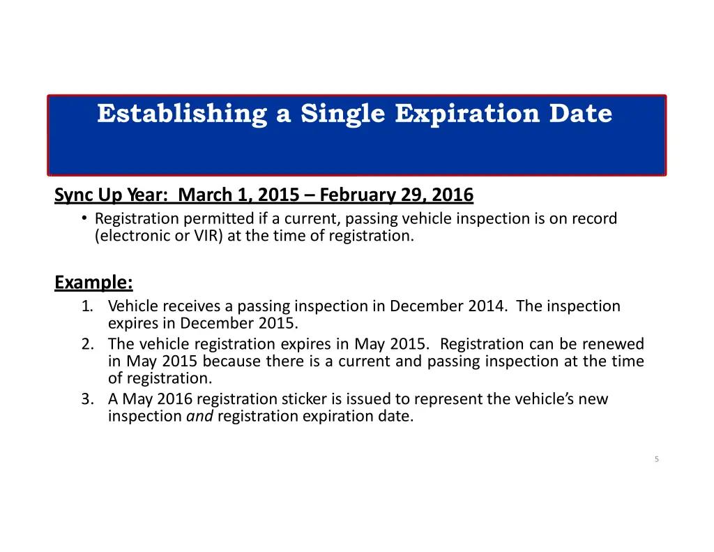 establishing a single expiration date