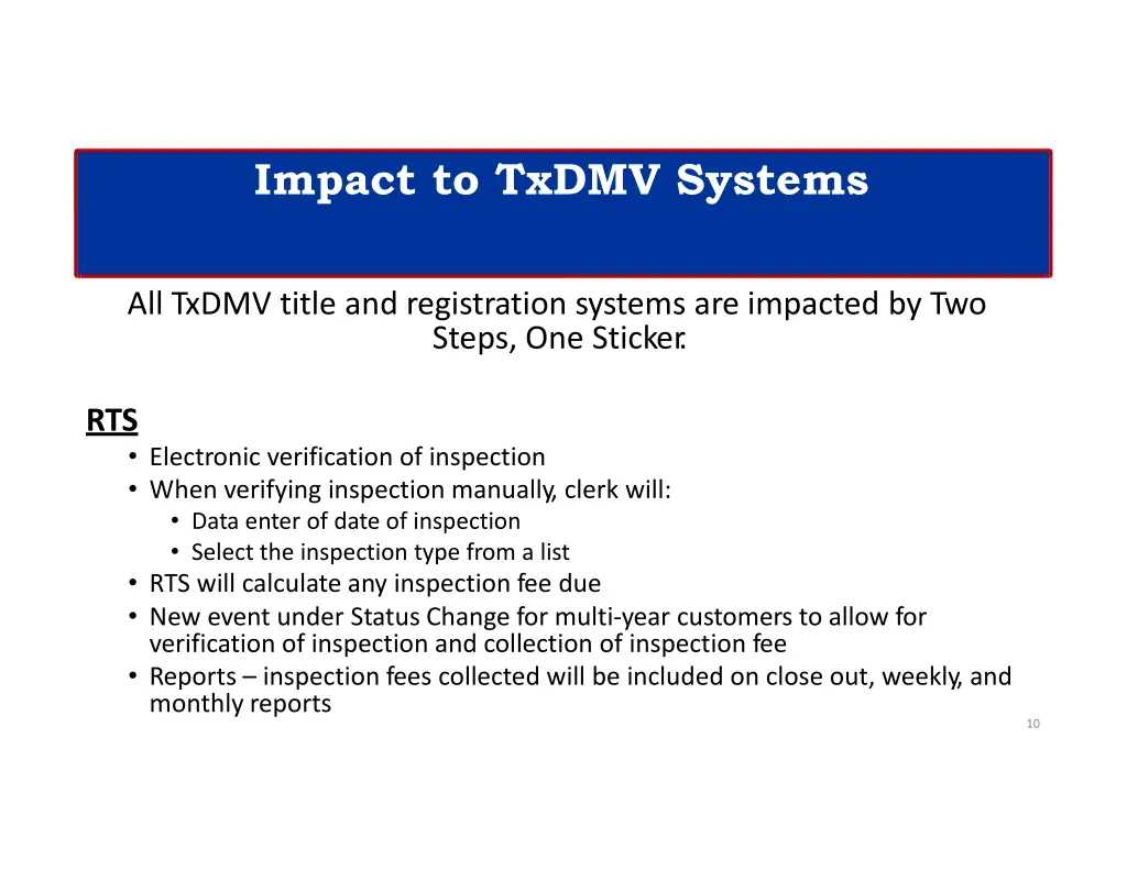 impact to txdmv systems