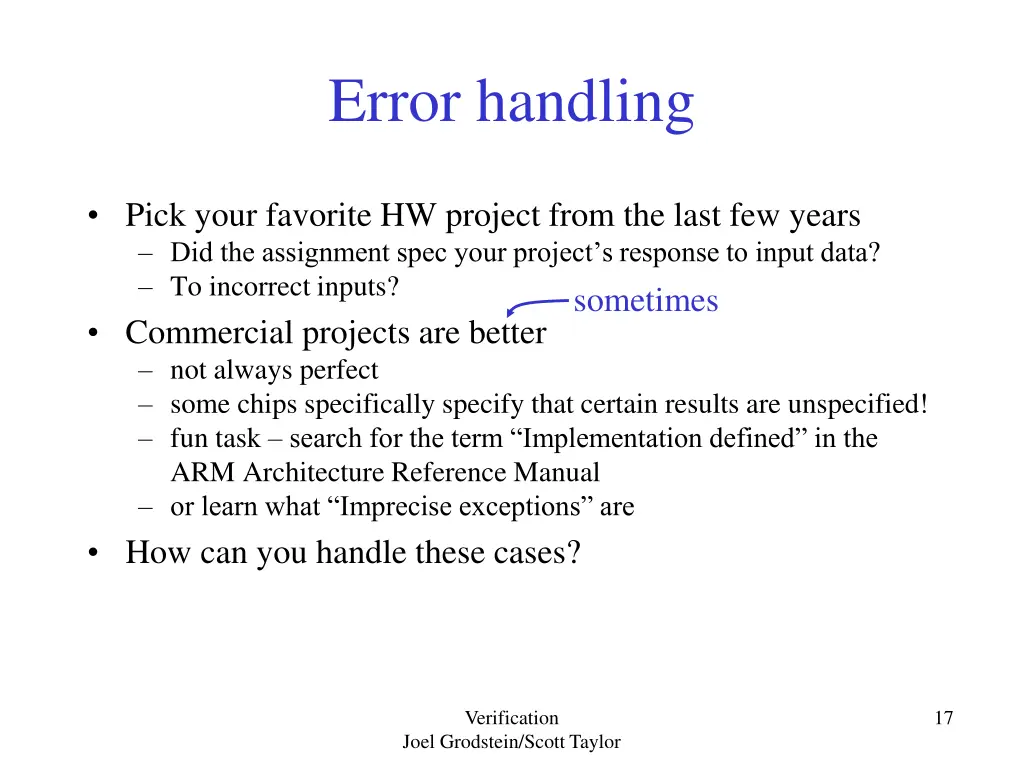 error handling