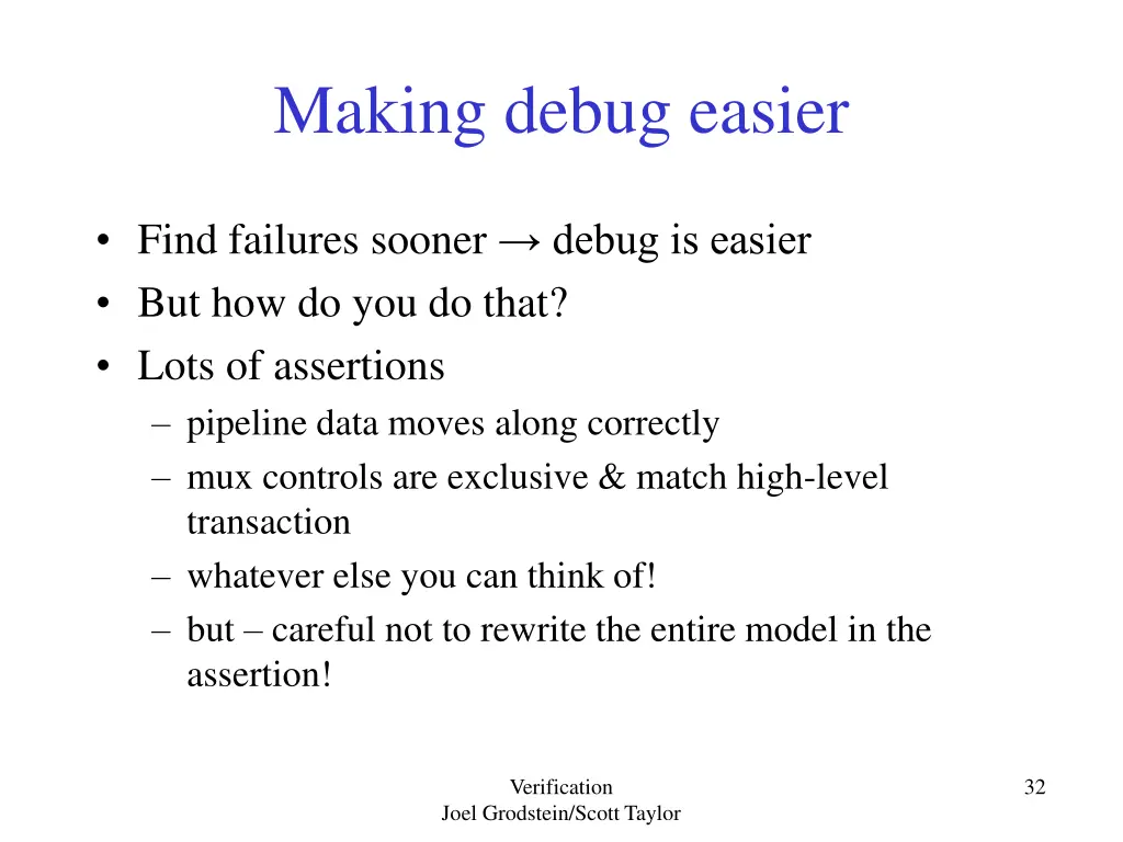 making debug easier