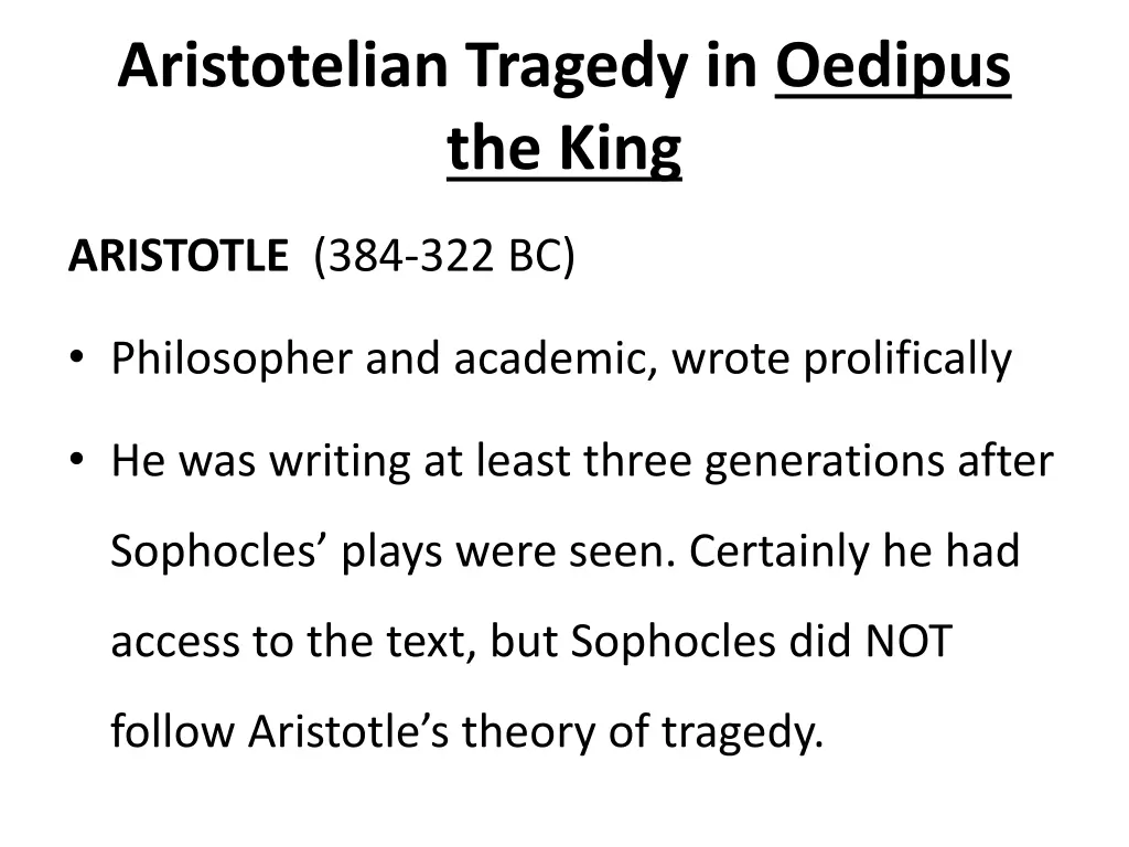 aristotelian tragedy in oedipus the king