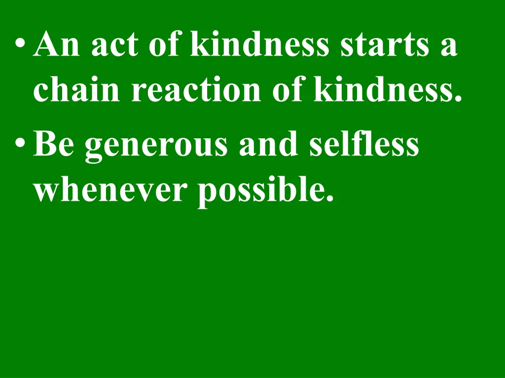 an act of kindness starts a chain reaction