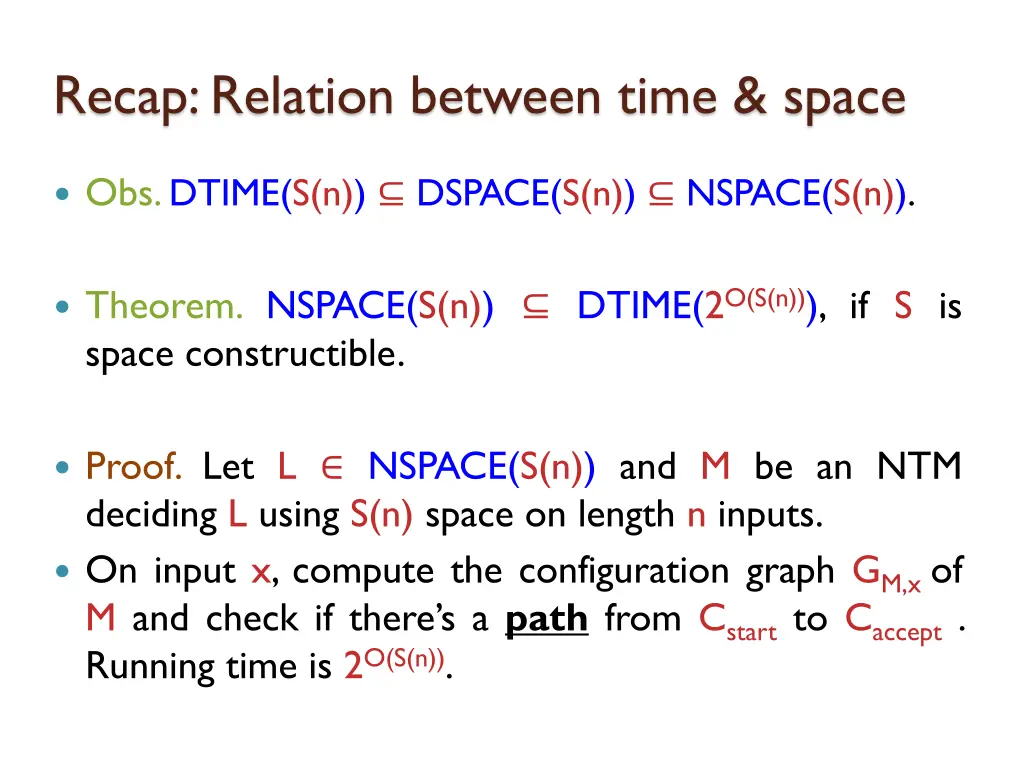 recap relation between time space 1