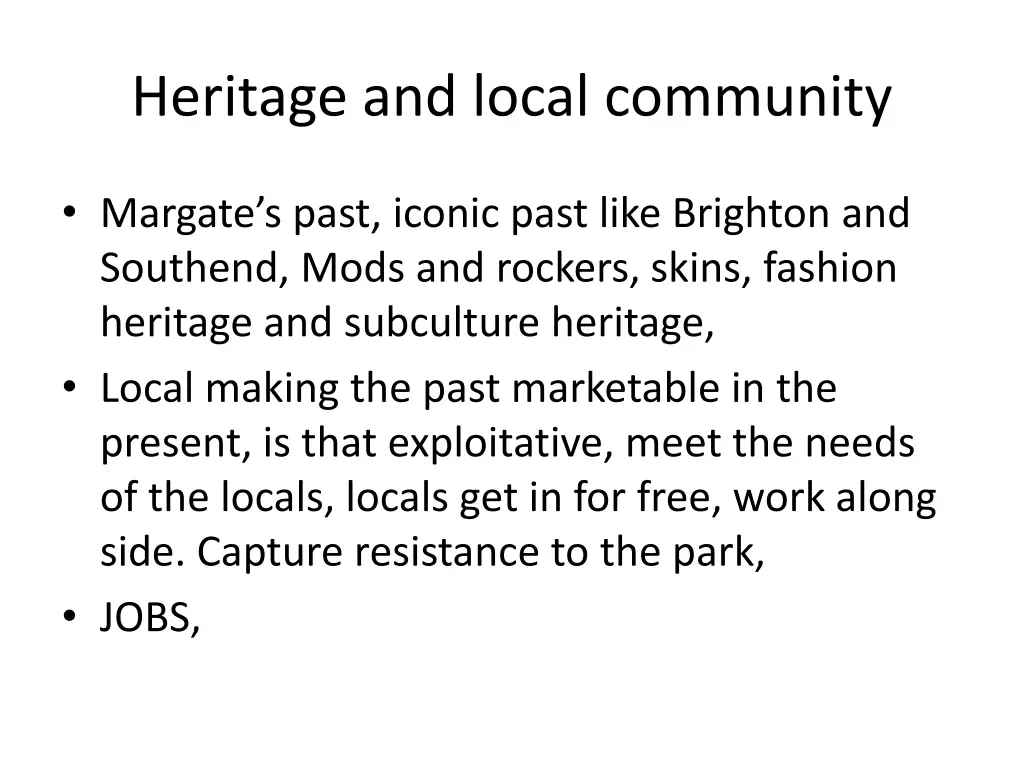 heritage and local community