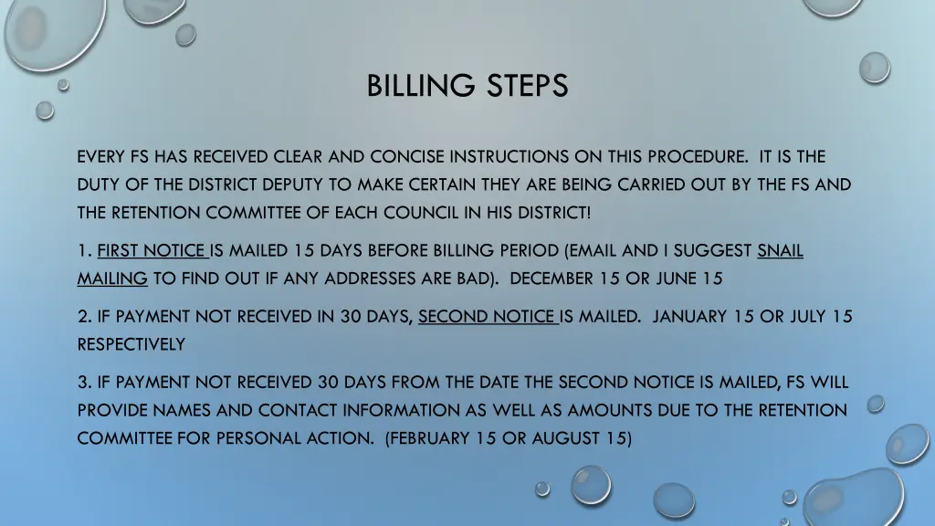 billing steps