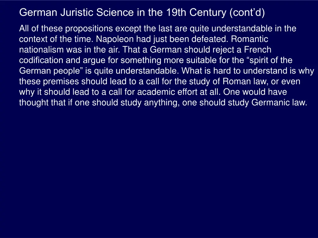 german juristic science in the 19th century cont d