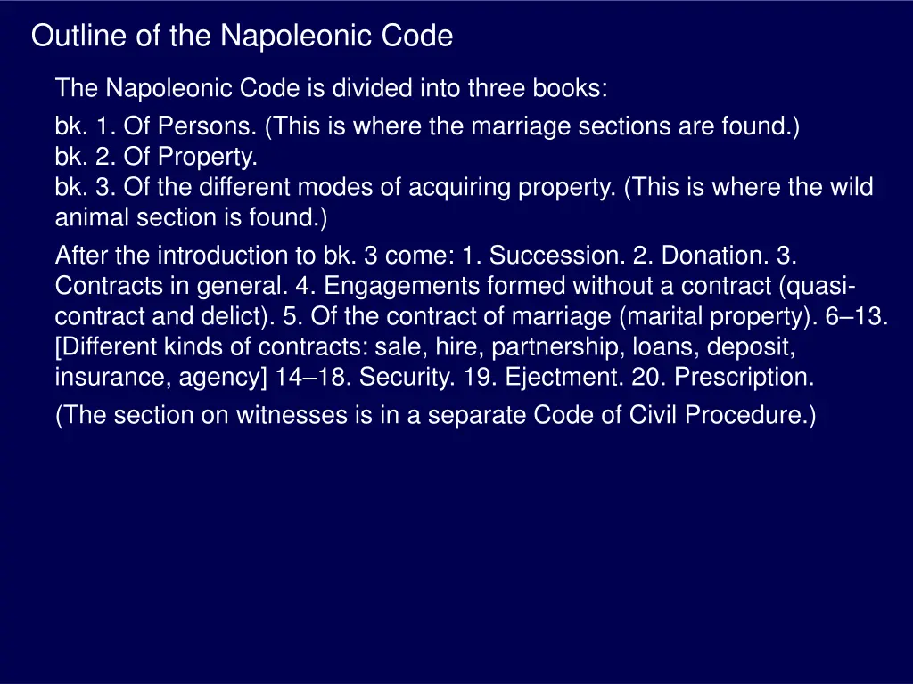 outline of the napoleonic code