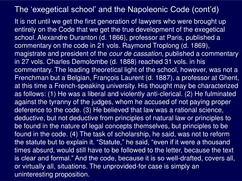 the exegetical school and the napoleonic code