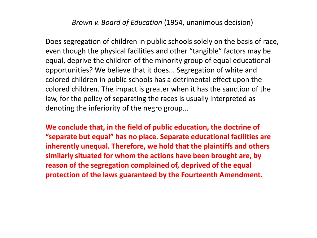 brown v board of education 1954 unanimous decision