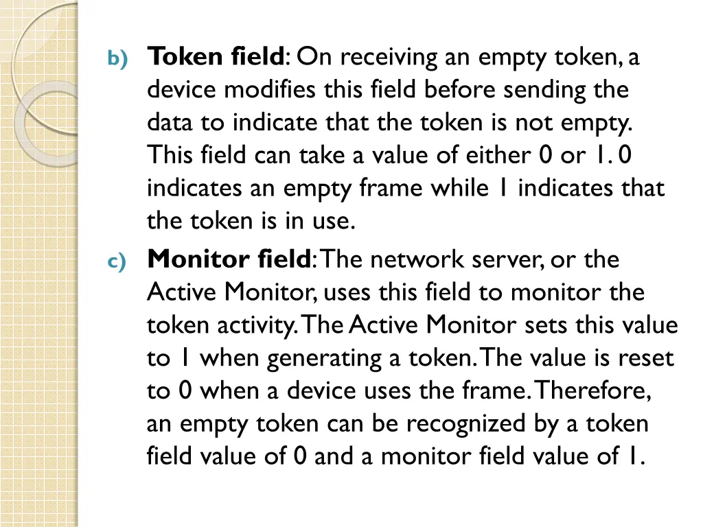 b token field on receiving an empty token