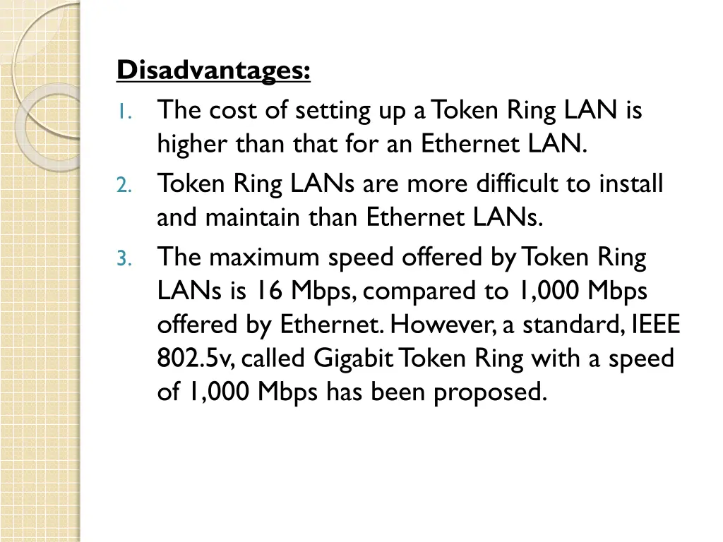 disadvantages 1 the cost of setting up a token