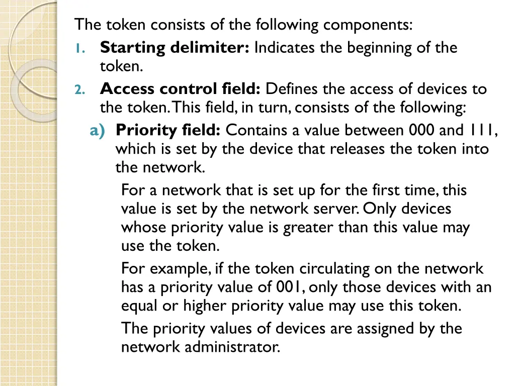 the token consists of the following components