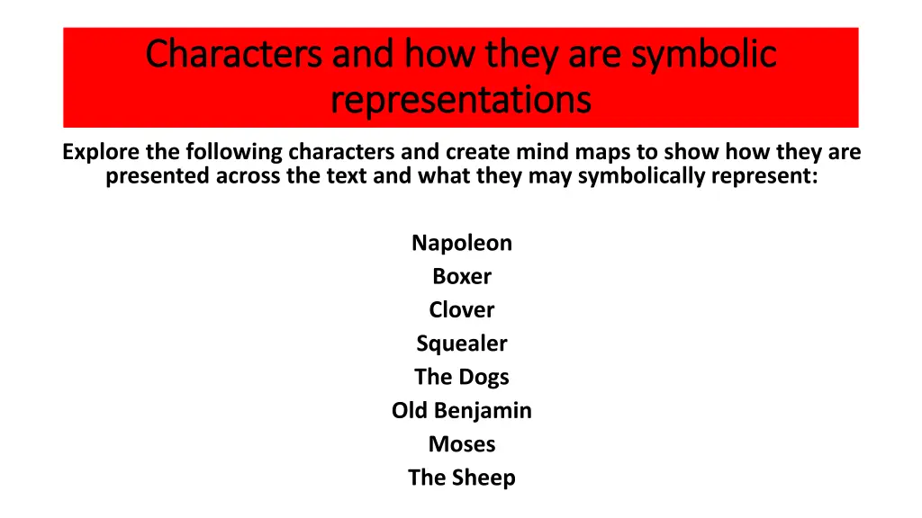 characters and how they are symbolic characters