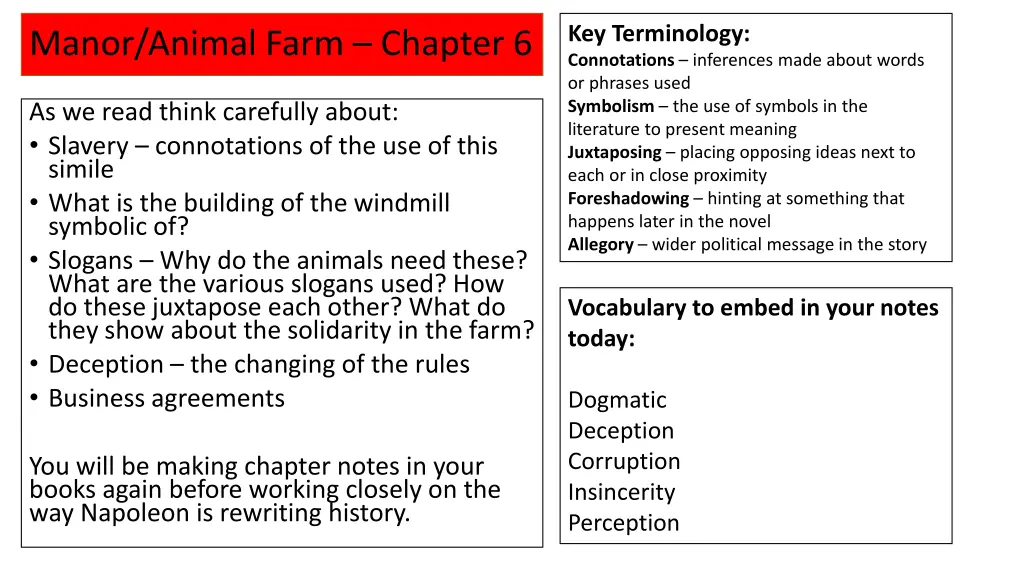 key terminology connotations inferences made