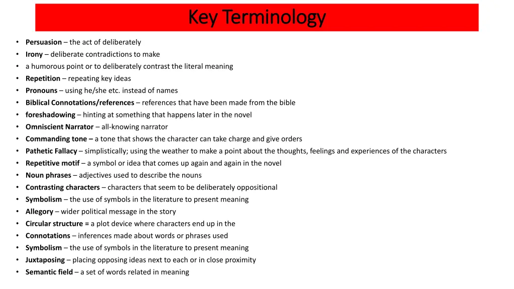 key terminology key terminology