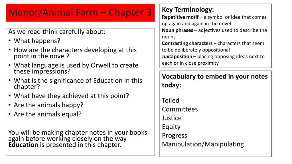 key terminology repetitive motif a symbol or idea