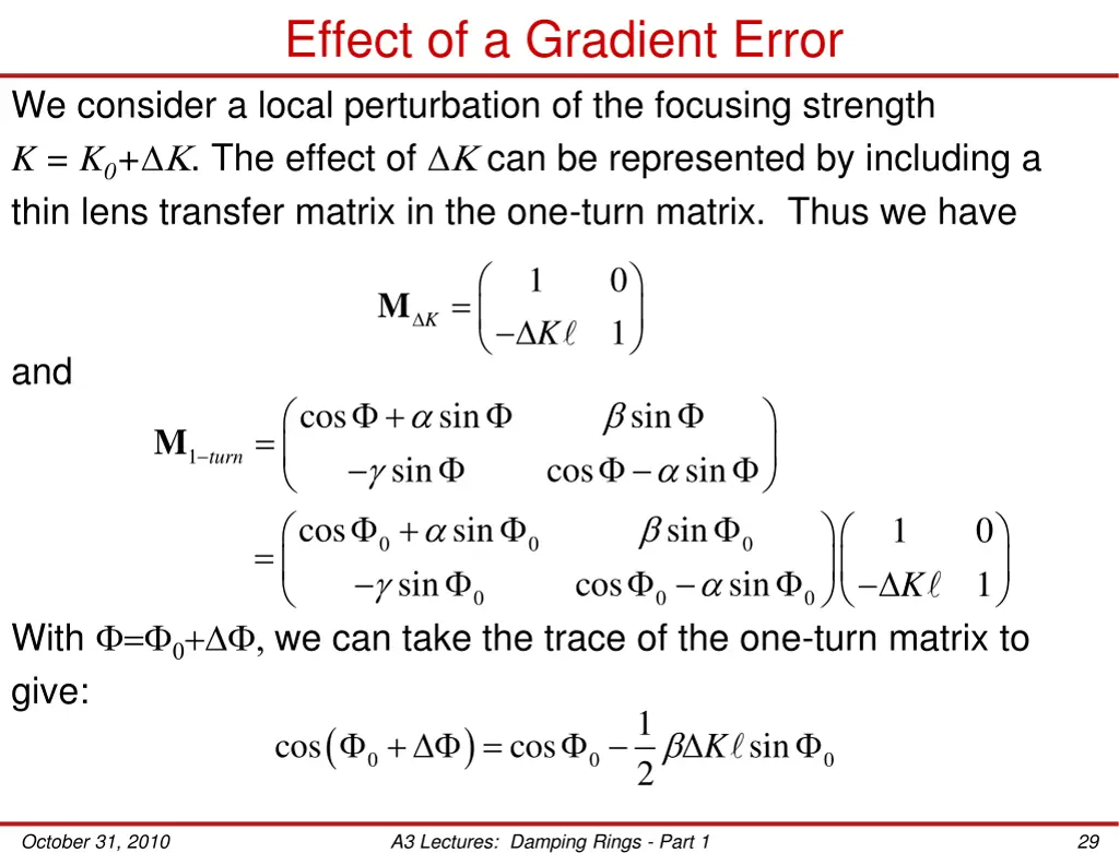 effect of a gradient error we consider a local