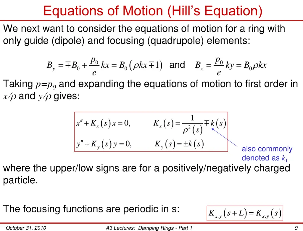 equations of motion hill s equation we next want