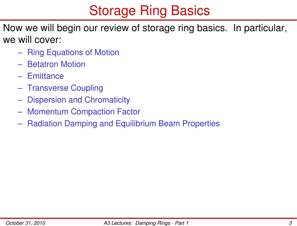 storage ring basics