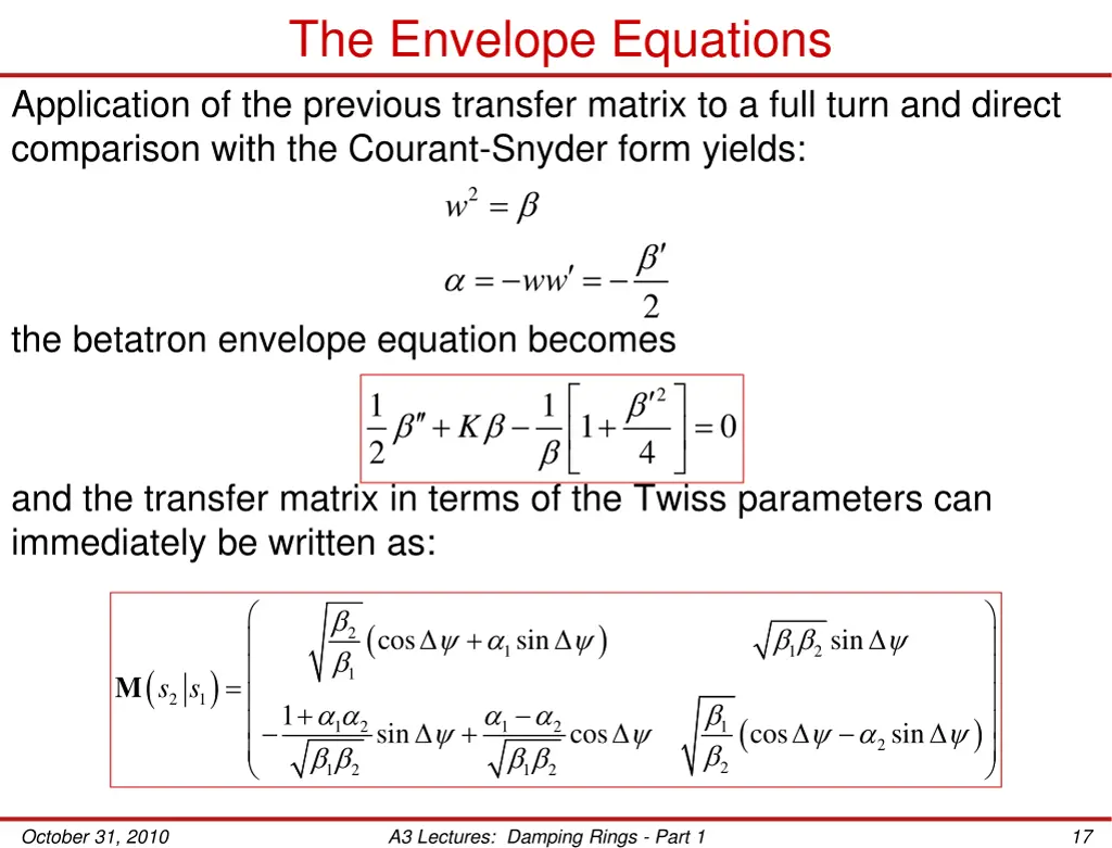 the envelope equations 1