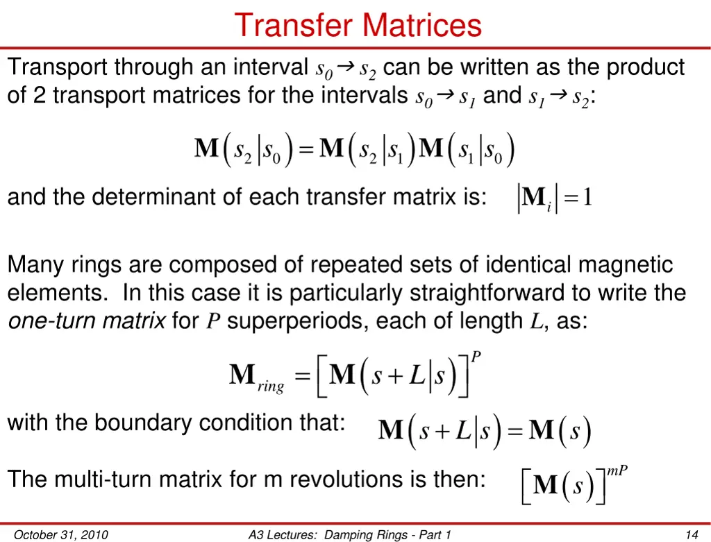 transfer matrices 2