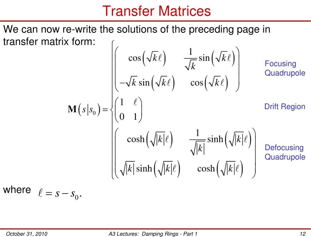 transfer matrices