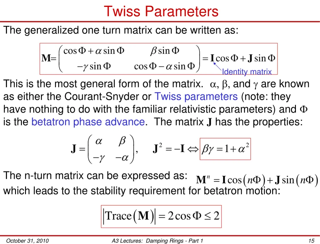 twiss parameters