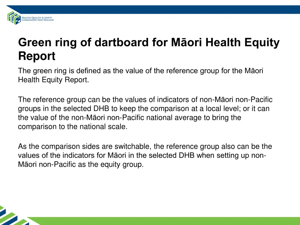 green ring of dartboard for m ori health equity