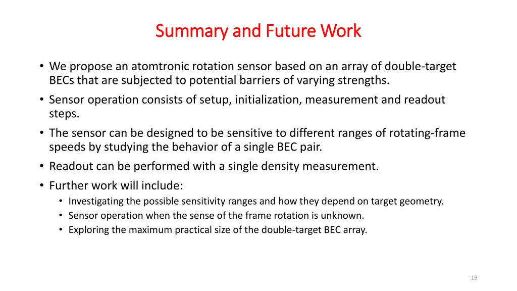 summary and future work summary and future work