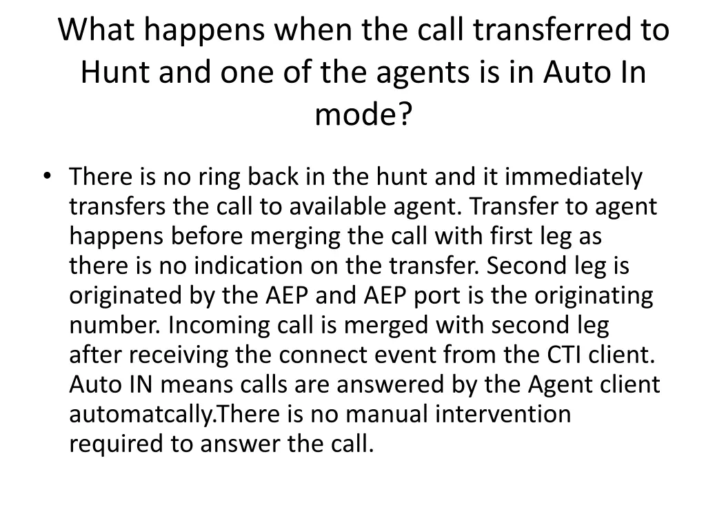 what happens when the call transferred to hunt