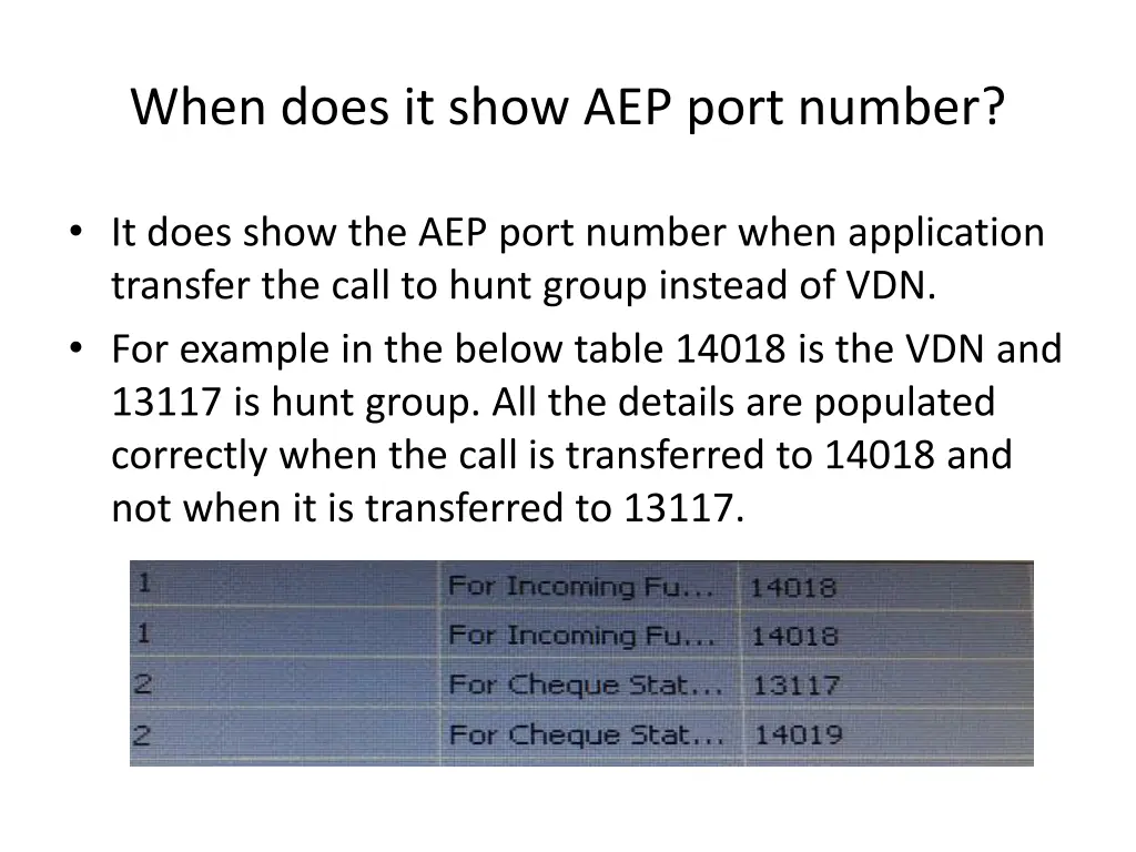 when does it show aep port number