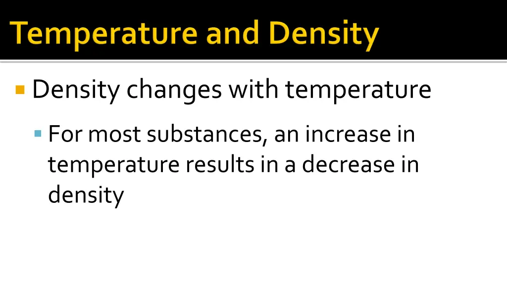 density changes with temperature