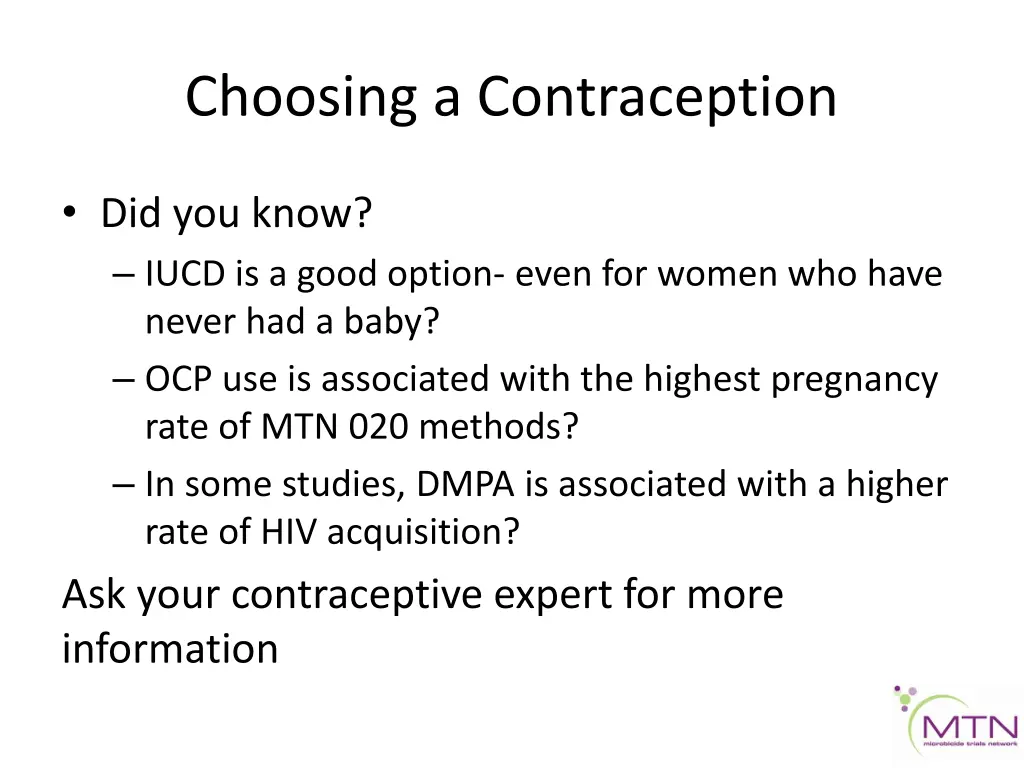 choosing a contraception