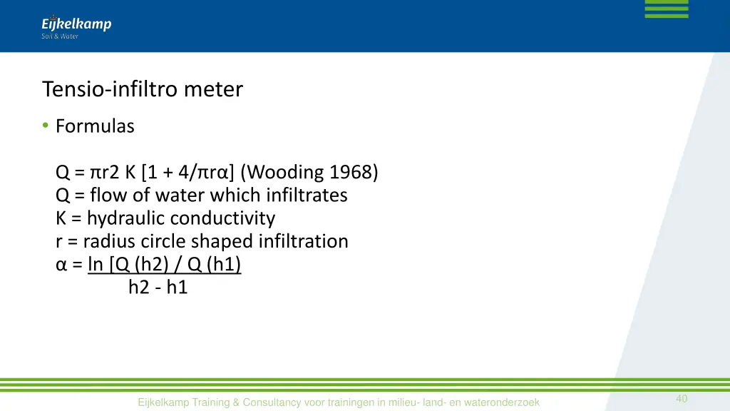 tensio infiltro meter formulas