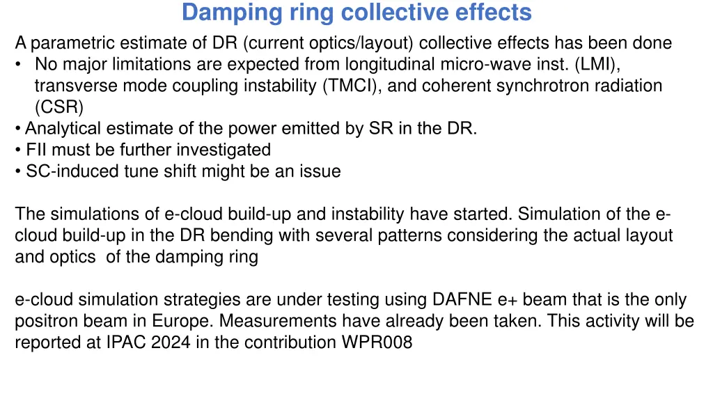 damping ring collective effects